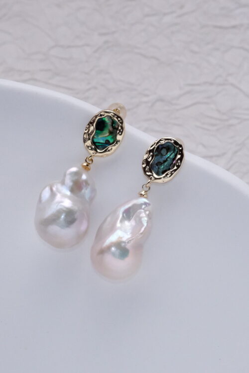White Baroque Freshwater Pearl Earrings